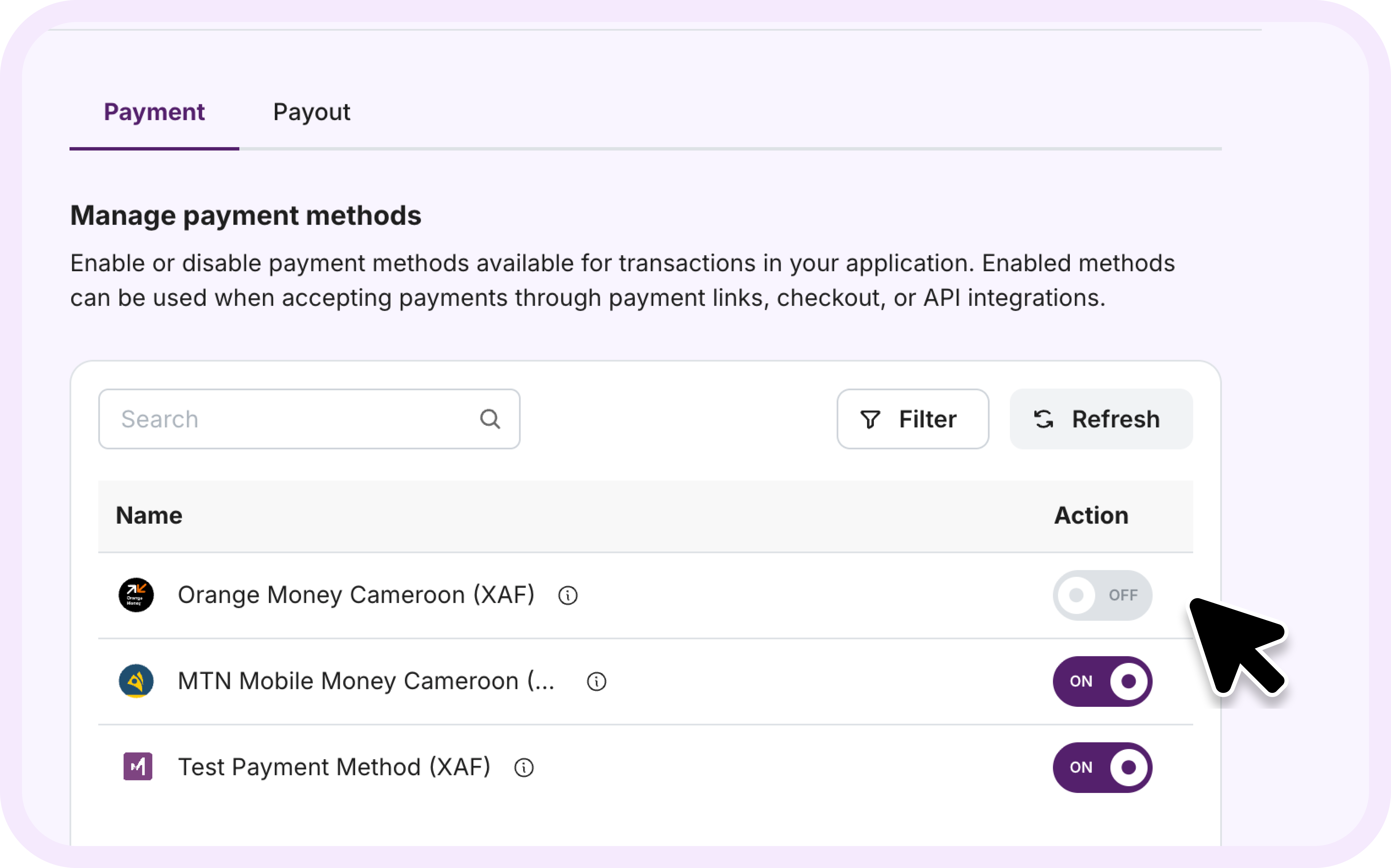 Enable Payment Methods
